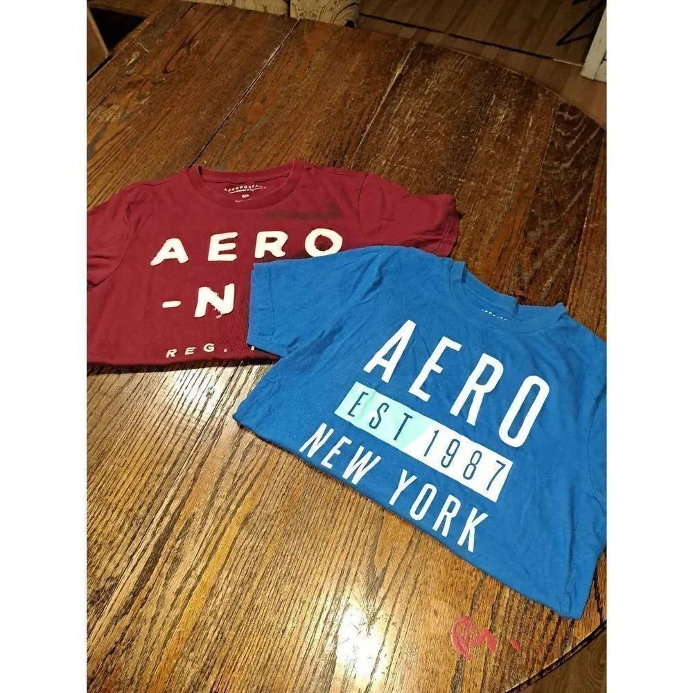 Small Aeropostale Short Sleeve Tee TShirt Top Lot Pullover Burgandy Blue Cotton